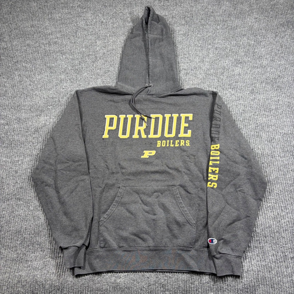 Champion Hoodie Men's M Purdue University Boilers Gray Eco Fleece Game Day